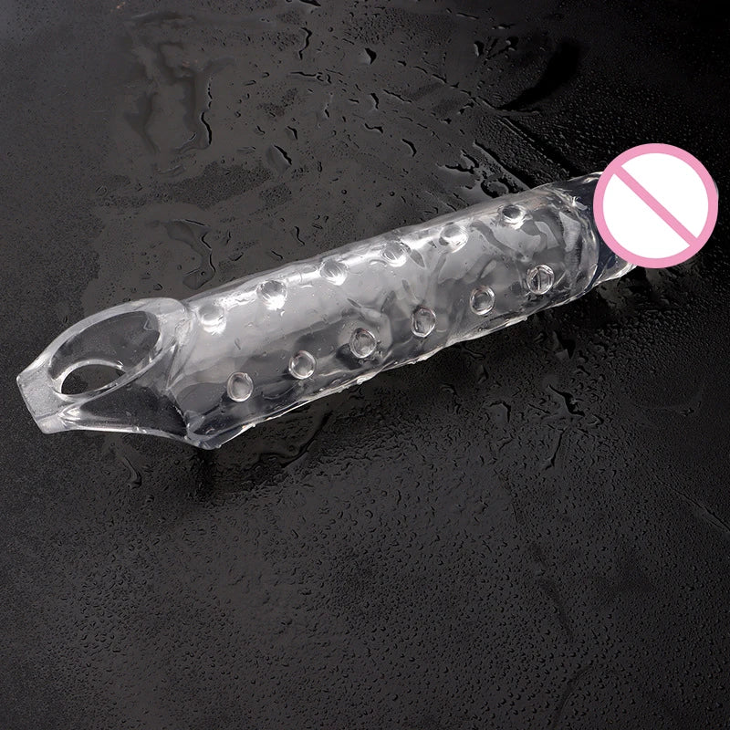 11inch Transparent Penis Extender Sleeve Bigger Realistic Sleeve Reusable For Men - fromasia2america.shop