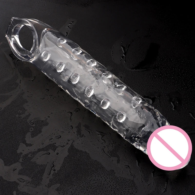 11inch Transparent Penis Extender Sleeve Bigger Realistic Sleeve Reusable For Men - fromasia2america.shop