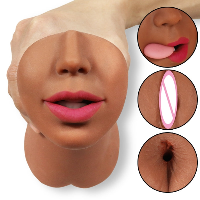 3 IN 1 Vaginal Anus Oral Sex Real Deep Throat Masturbator for Men