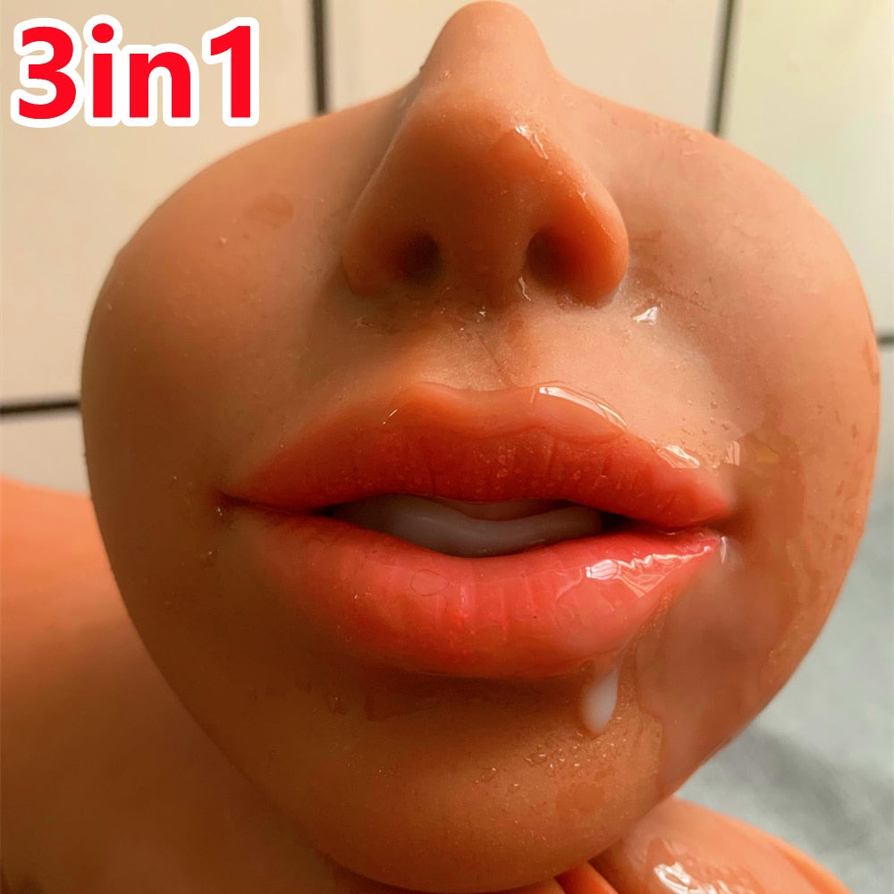 3 in 1 Sex Toy for Men 3D Realistic Artificial Vagina Pocket Pussy