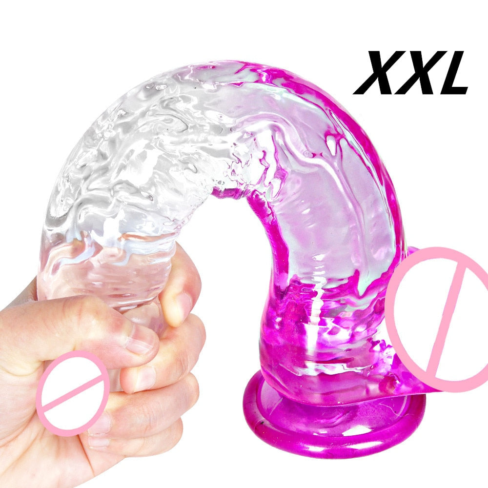 G-spot Massager Clear PVC Masturbator Dildo with Powerful Suction Cup