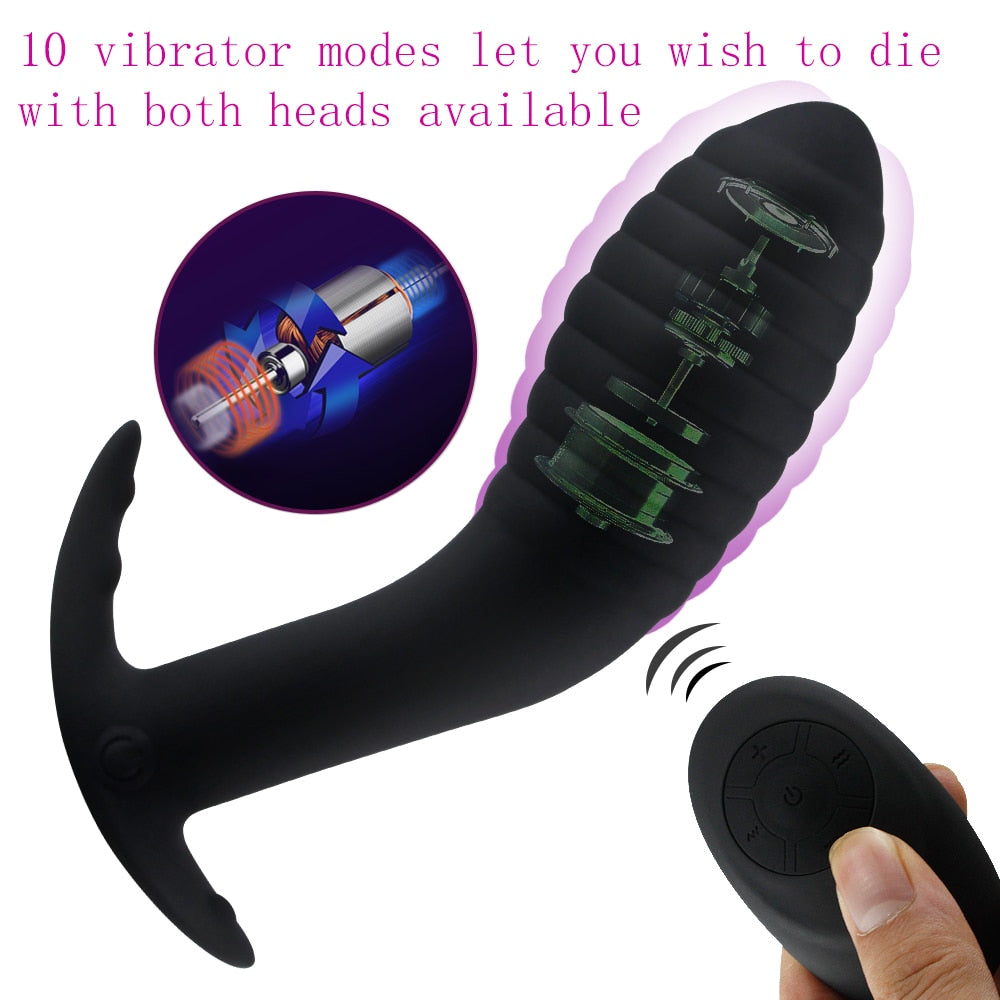 Remote Control Vibrating Prostate Massager Anal Plug Waterproof 10 Stimulation Patterns Butt Anus Silicone For Men Adult Sex Toy Store - SexxToys.Shop