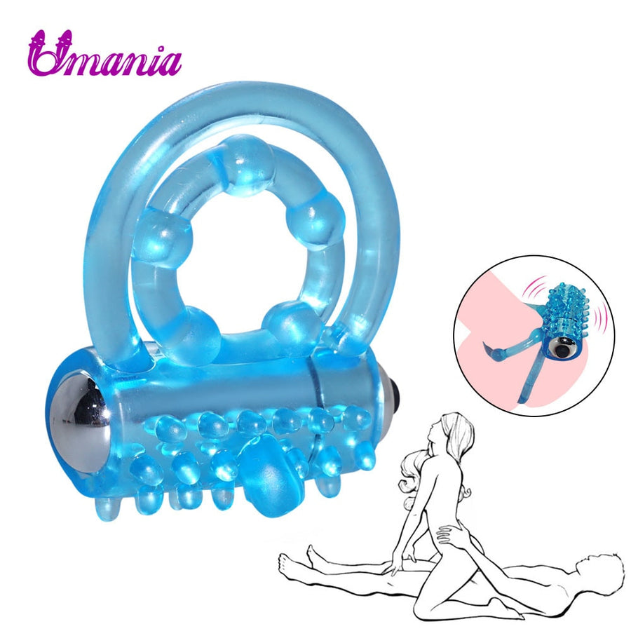 Mini Vibrators Rings Double Male Ring Delay Premature Ejaculation Loop Lock For Men Adult Sex Toy Store - SexxToys.Shop