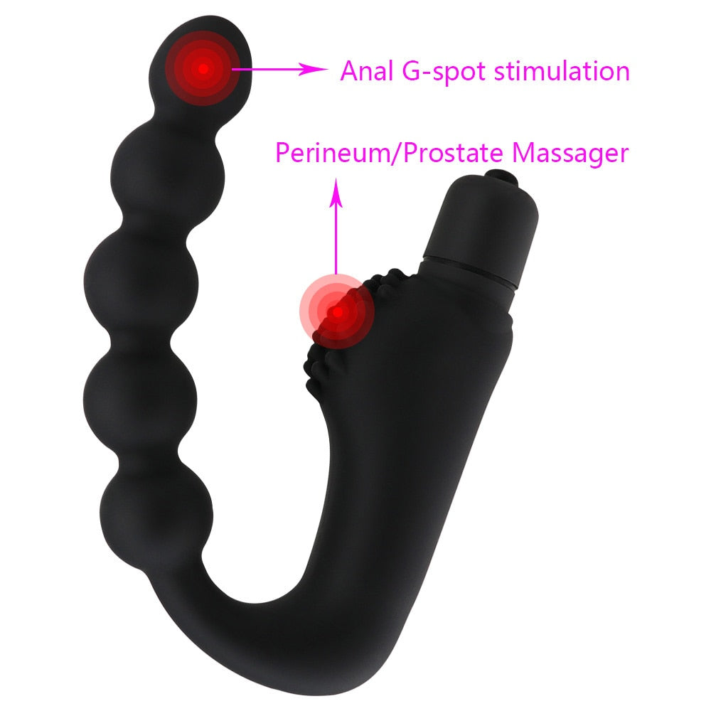 Silicone 10 Speeds Anal Plug Prostate Massager Vibrator Butt Plugs 5 Beads For Men Adult Sex Toy Store - SexxToys.Shop