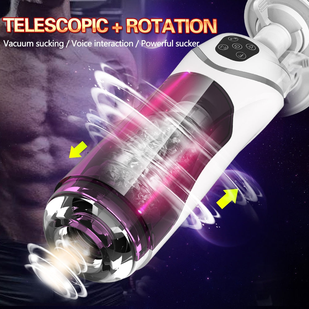 Fully Automatic Piston Telescopic + Rotating Male Masturbator Cup Real Vagina Sucking Vibrator Hands Free Sex Machina For Men Adult Sex Toy Store - SexxToys.Shop