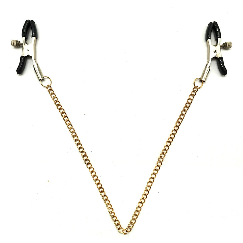 Gold Looking (not real gold) Nipple Clamps on Chain Adult Sex Toy Store - SexxToys.Shop