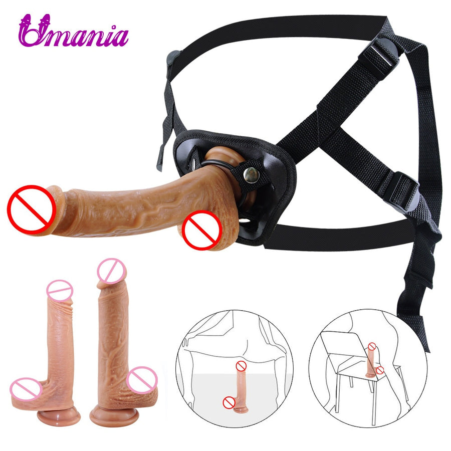 Adjustable Strap-on Dildo Realistic Suction Cup Harness Strap-on For Women Adult Sex Toy Store - SexxToys.Shop