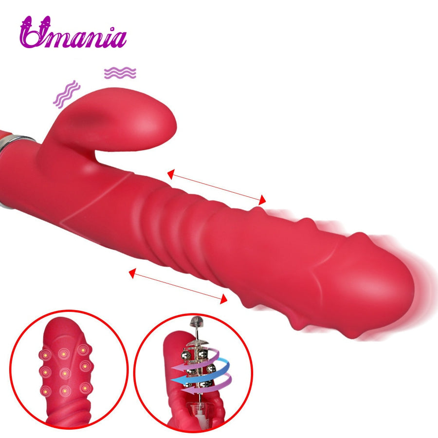 Multi-Mode (360 deg rotating) Silicone Rabbit Vibrator G-Spot Dildo For Women Adult Sex Toy Store - SexxToys.Shop