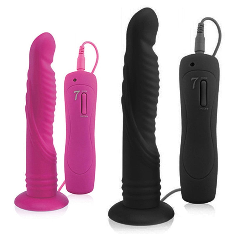7 Speeds Realistic Vibrator Silicone Strap on Dildo Suction Cup Anal Butt Plug For Women Adult Sex Toy Store - SexxToys.Shop