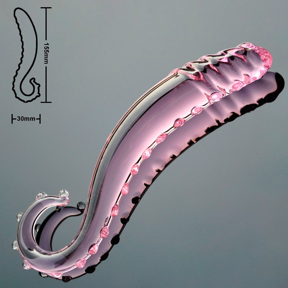 Pink Pyrex Glass Dildo Artificial Penis Crystal Fake Anal Plug Prostate Massager For Women Adult Sex Toy Store - SexxToys.Shop