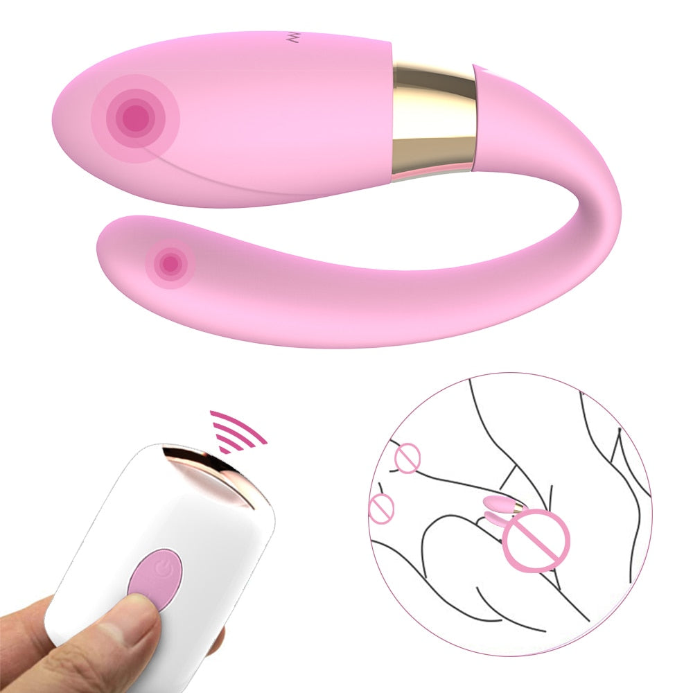 Silicone U-Shape Wireless Remote Control Vibrator G-Spot Clitoris Stimulator For Women Adult Sex Toy Store - SexxToys.Shop