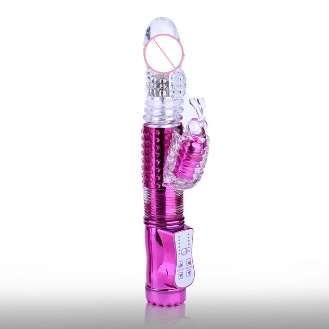 Telescopic Thrusting Rabbit Vibrator Rotation G-Spot Clit Stimulator Dual Motor Waterproof Massager For Women Adult Sex Toy Store - SexxToys.Shop