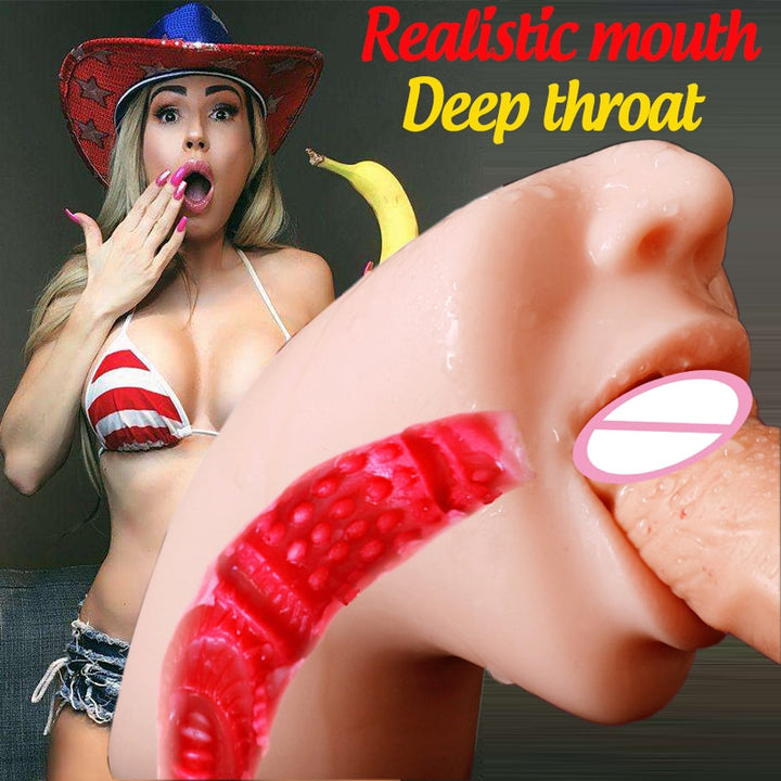 Real Feeling 3D Deepthroat Masturbator Oral Pocket Pussy with Tongue For Men Adult Sex Toy Store - SexxToys.Shop