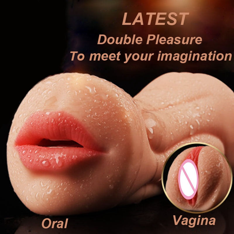 Hand-held 2 in 1 Real Pocket Pussy Throat Masturbation Blowjob Sex Toys For Men Adult Sex Toy Store - SexxToys.Shop
