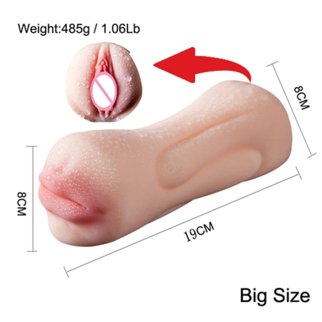Hand-held 2 in 1 Real Pocket Pussy Throat Masturbation Blowjob Sex Toys For Men Adult Sex Toy Store - SexxToys.Shop