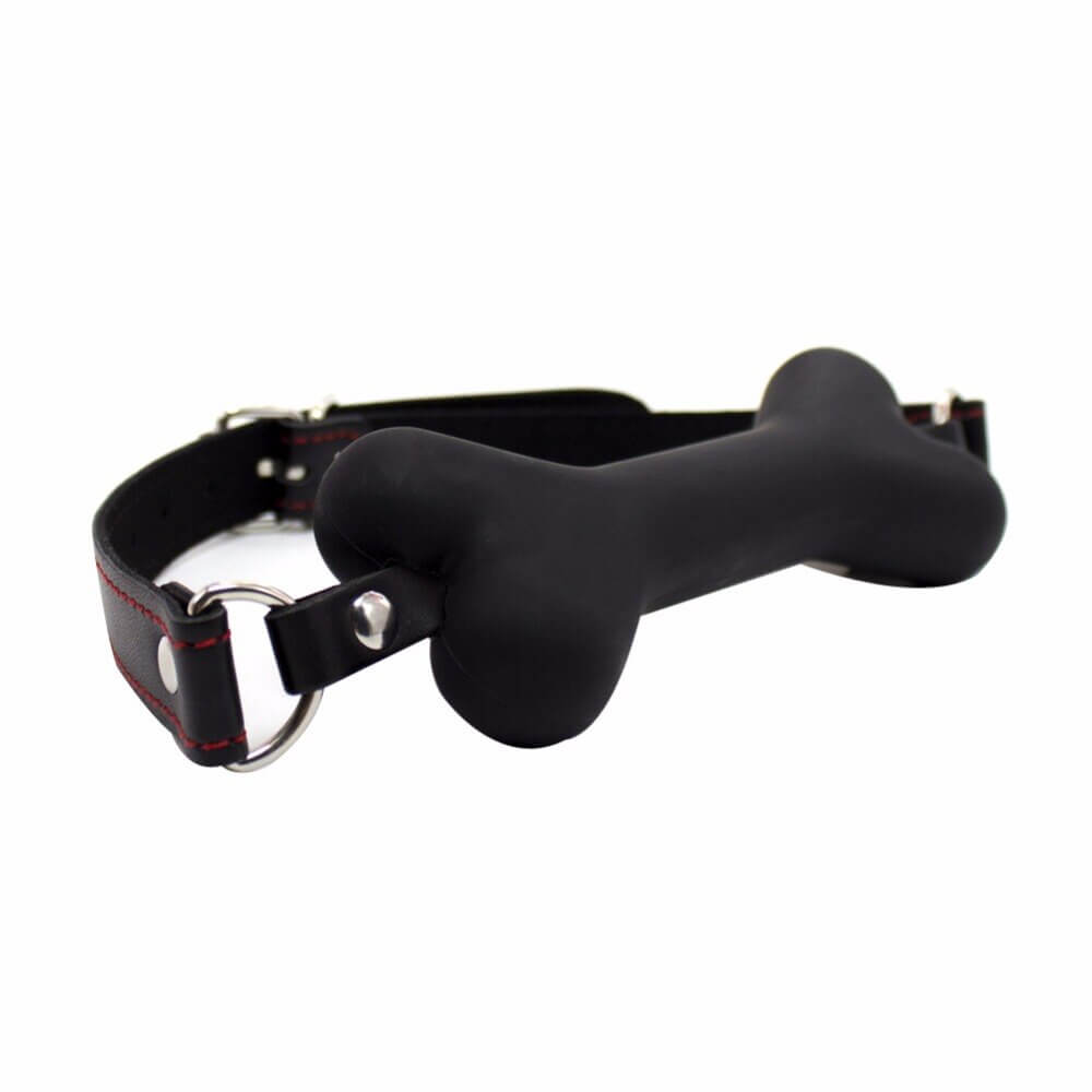 20mm Cute Solid Leather Harness Mouth Silicone Dog Bone BDSM Mouth Plug For Couples Adult Games Adult Sex Toy Store - SexxToys.Shop