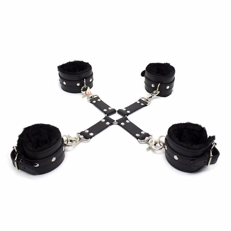 Leather Cross Handcuff Ankle-cuffs Restraint Bondage Fetish Cosplay BDSM For Men or Women Adult Sex Toy Store - SexxToys.Shop