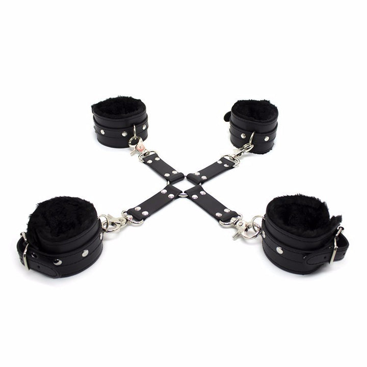 Leather Cross Handcuff Ankle-cuffs Restraint Bondage Fetish Cosplay BDSM For Men or Women Adult Sex Toy Store - SexxToys.Shop