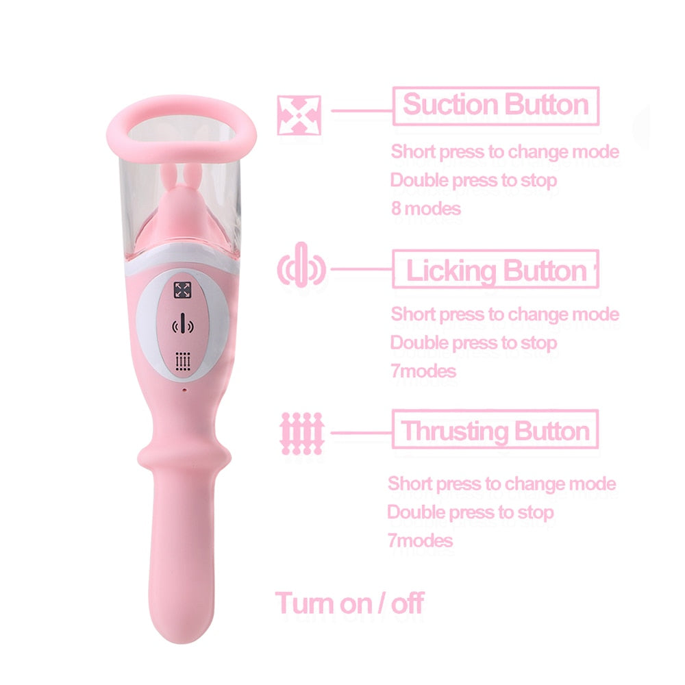 Nipple Clit Sucking Licking Thrust Dildo Vibrator Pump | SexxToys.Shop