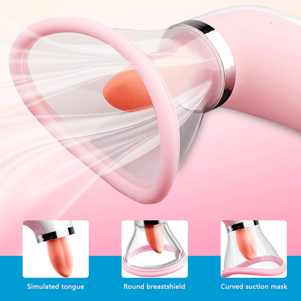 Breast Pump Vibrating Nipple Sucker Tongue Licking | SexxToys.Shop