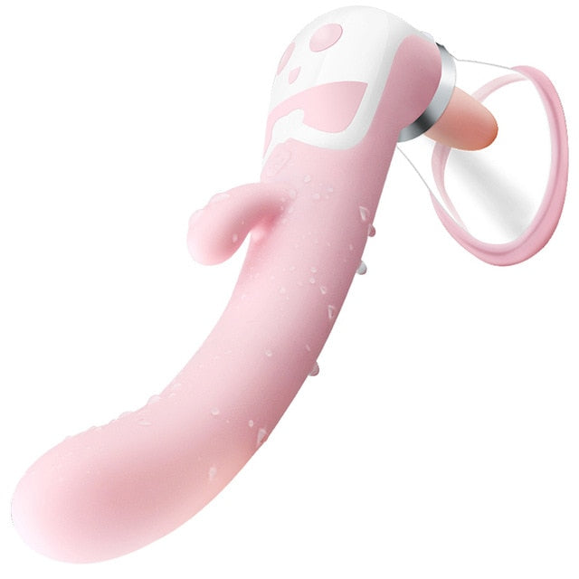 Thrusting Dildo Vibrator Breast Vacuum Pump Vibrating Nipple Sucker Tongue Oral Licking Clitoris Stimulator For Women Adult Sex Toy Store - SexxToys.Shop