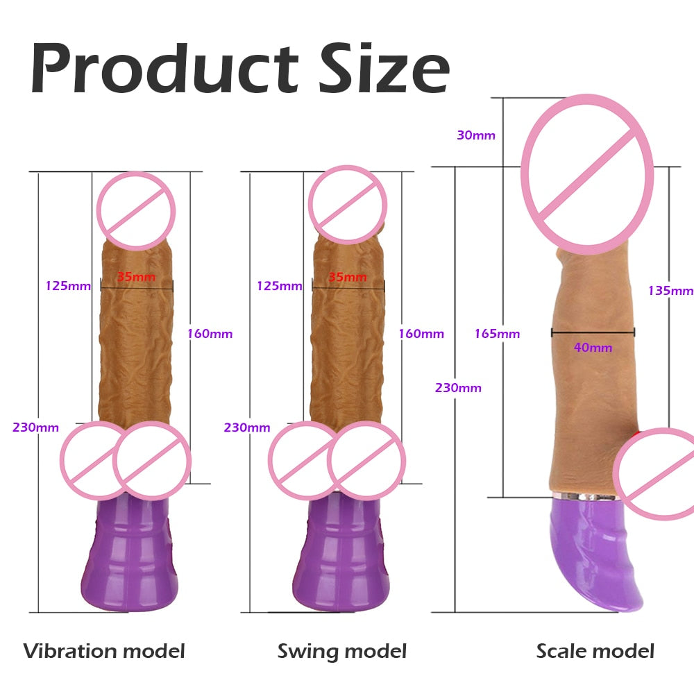 Telescopic Dildo Vibrator For Women Heating Realistic Penis Automatic Vibrating Masturbation Sex Toy USB Charging Dildo Vibrator Adult Sex Toy Store - SexxToys.Shop