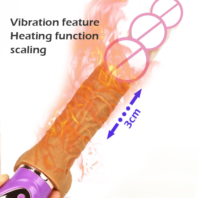 Telescopic Dildo Vibrator For Women Heating Realistic Penis Automatic Vibrating Masturbation Sex Toy USB Charging Dildo Vibrator Adult Sex Toy Store - SexxToys.Shop