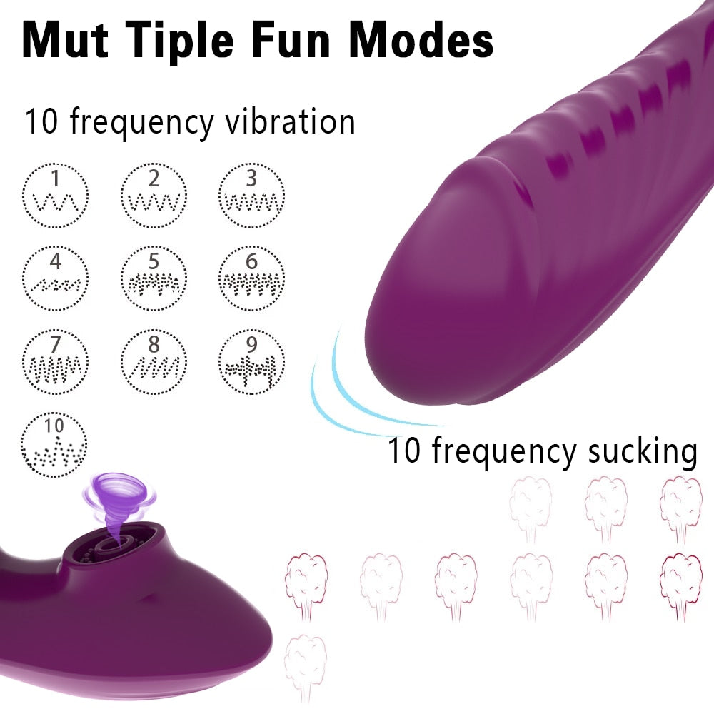 Remote Control Sucking Dildo Vibrator Massager 10 Speeds Oral Suction Clitoris Stimulator for Women Adult Sex Toy Store - SexxToys.Shop