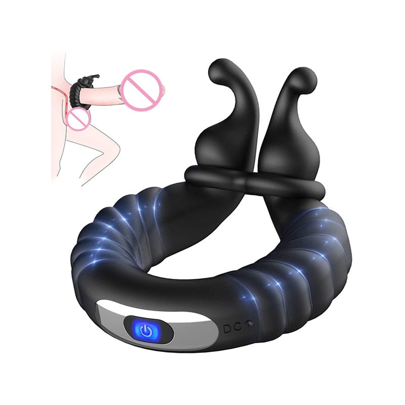 Penis Ring Vibrator Delay Ejaculation Cock Ring Adjustable Size Longer Harder Chastity Device Prostate Massager For Men Adult Sex Toy Store - SexxToys.Shop