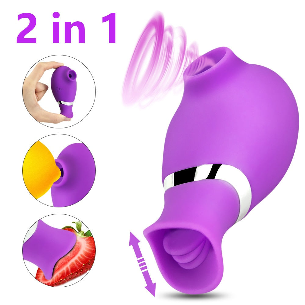 Sucking Vibrator Stimulator Licking Tongue 2 in 1 Female Sucker Vibrating Egg For Women Adult Sex Toy Store - SexxToys.Shop