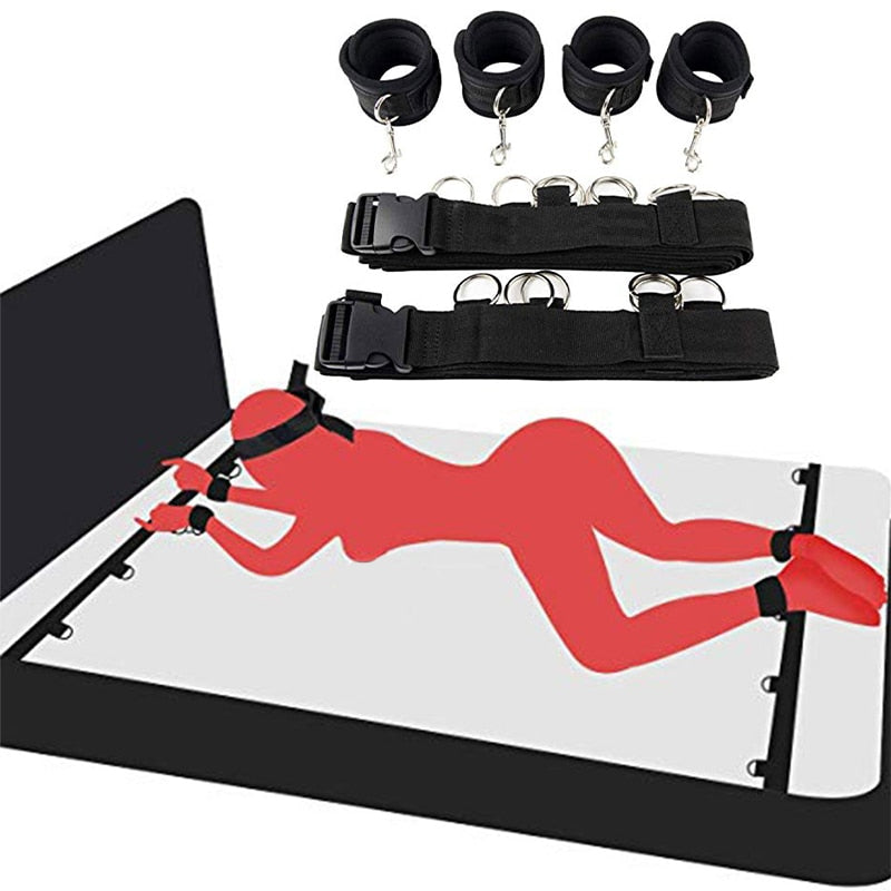 BDSM Bondage Set Flirting Handcuffs Neck Ankle Erotic Under Bed Bondage Bedroom Restraint Adult Sex Toys For Couples Slave Games Adult Sex Toy Store - SexxToys.Shop