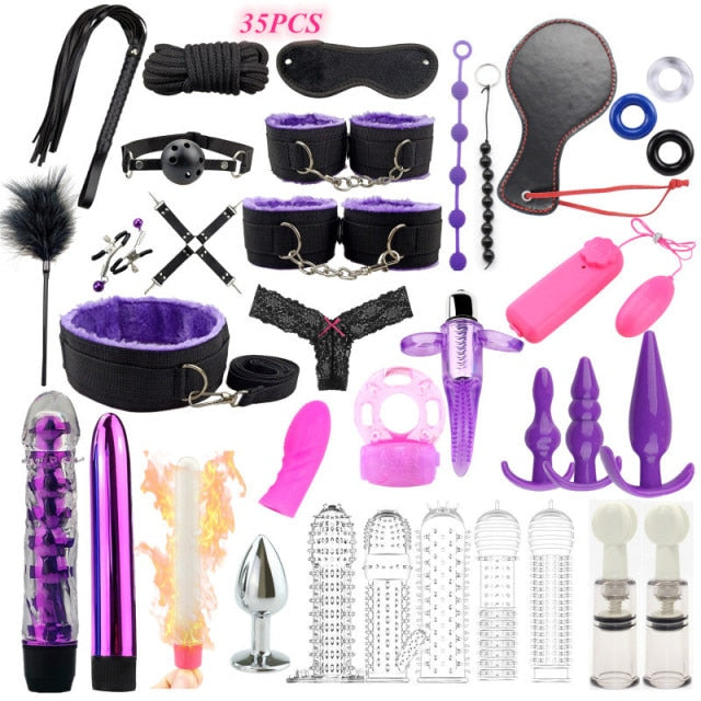 BDSM Adult Games Sex Toys G Spot Dildo Vibrator Butt Anal Plug Whip Kits Bondage Gear For Men or Women Adult Sex Toy Store - SexxToys.Shop