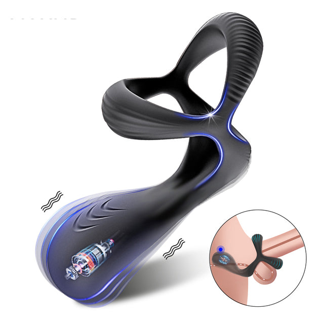 Penis Ring Vibrator Slilicone Dual Cock Ring To Delay Ejaculation Adult Sex Toy Store - SexxToys.Shop