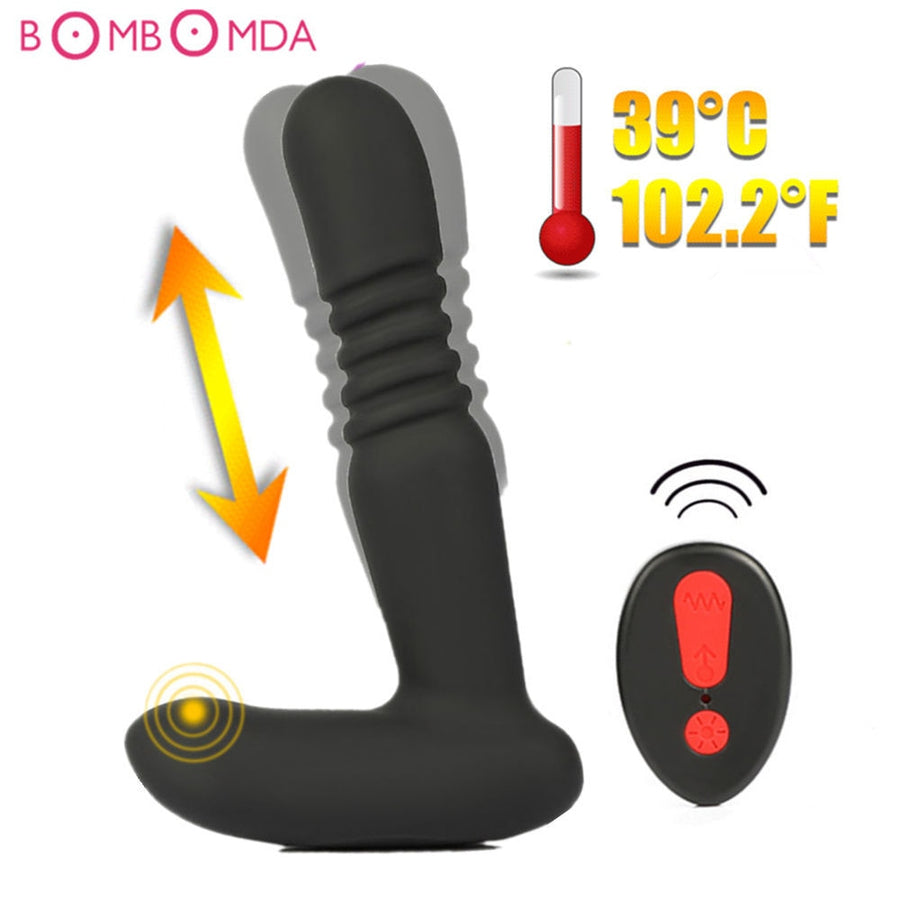 Heating Thrusting Dildo Vibrator Remote Controlled Anal Prostate Massager Butt Plug For Men Adult Sex Toy Store - SexxToys.Shop